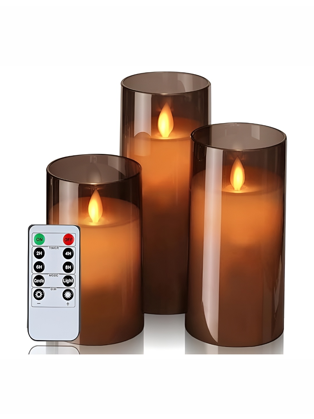 

XERGY Grey 3 pieces Acrylic Led Light Pillar Candle