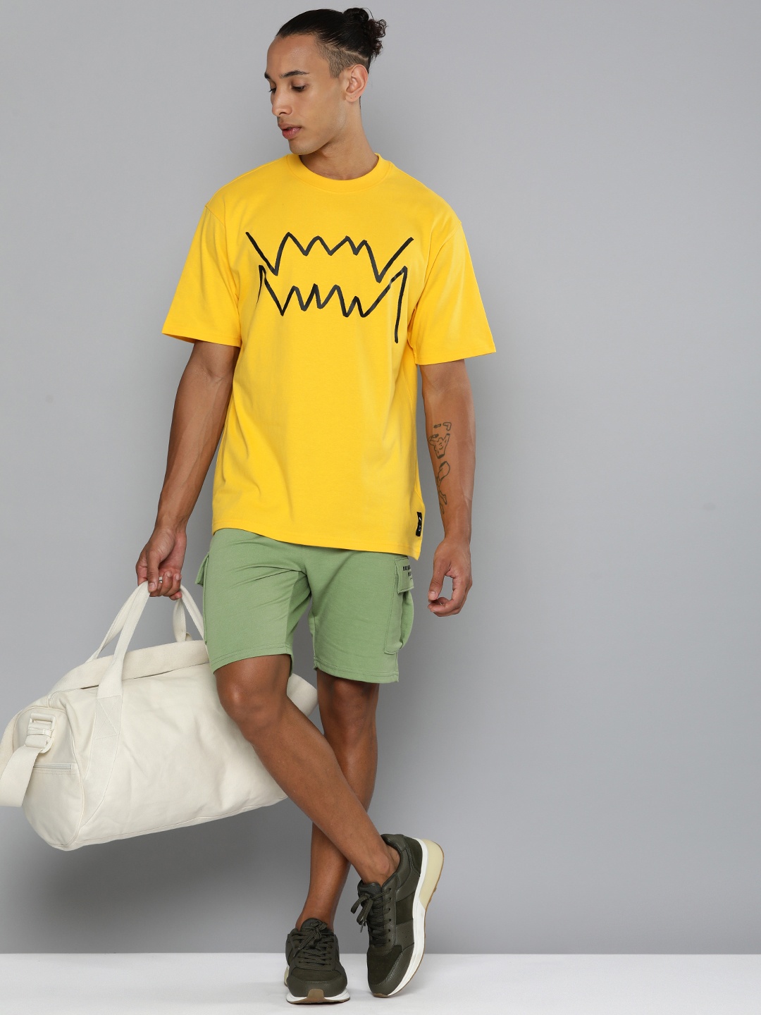 

Puma Jaws Core Printed Drop-Shoulder Sleeves Pure Cotton Basketball T-shirt, Yellow
