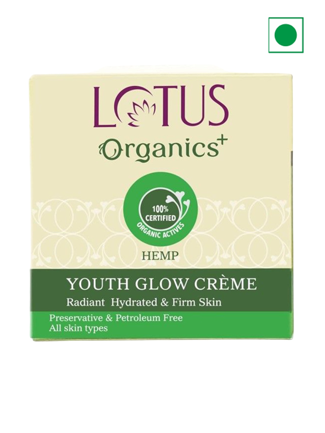 

Lotus Organics+ Preservative & Petroleum Free Youth Glow Cream - Hemp - 50g, Yellow