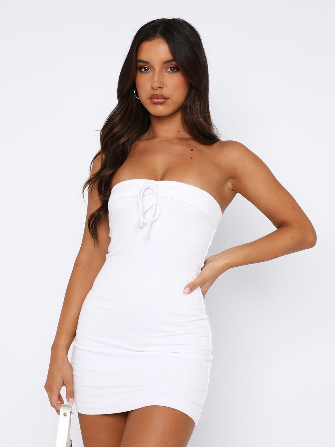 

HERE&NOW Halter Neck Bodycon Mini Dress, Off white