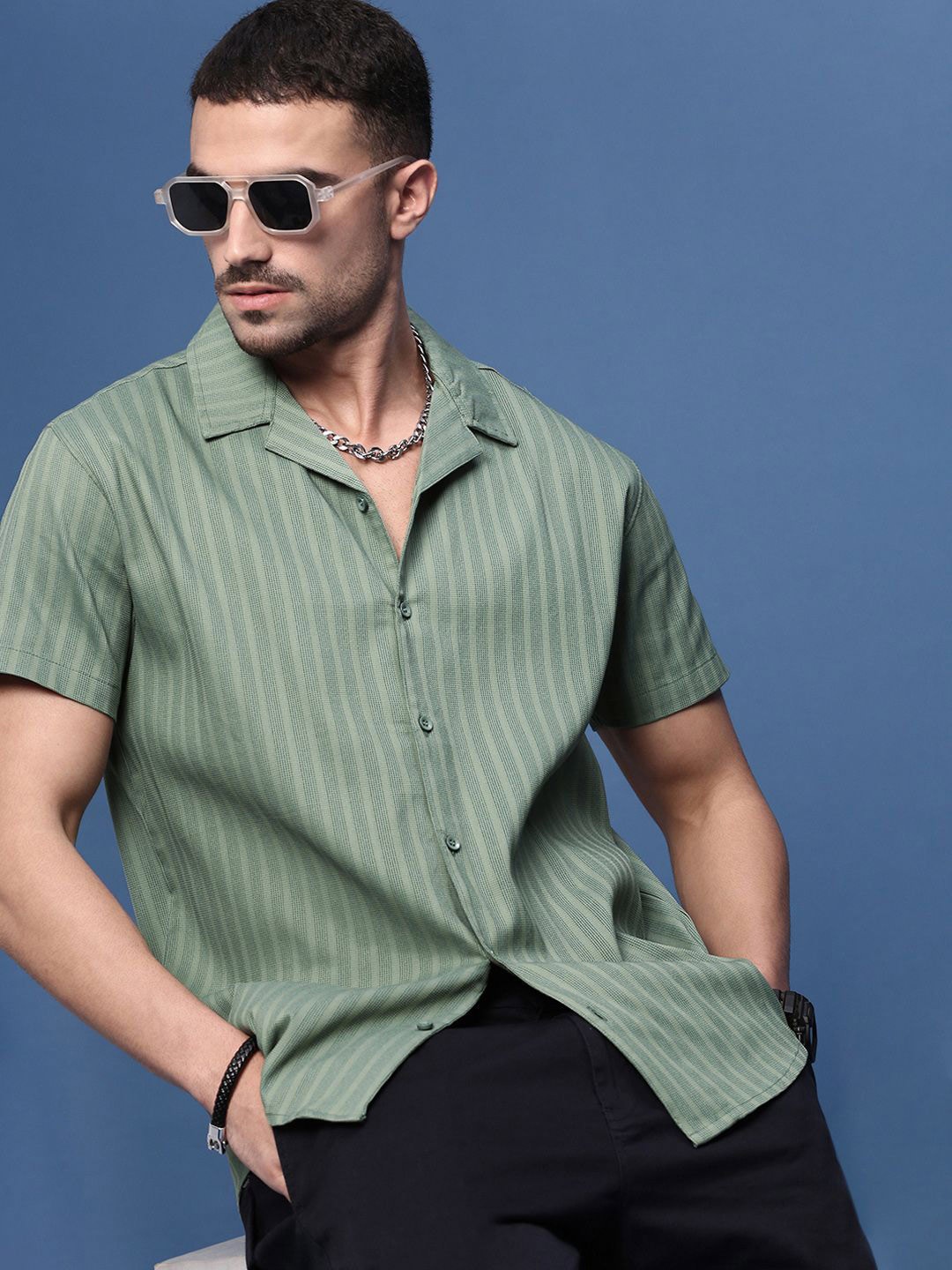 

SHOWOFF Men Standard Opaque Casual Shirt, Green