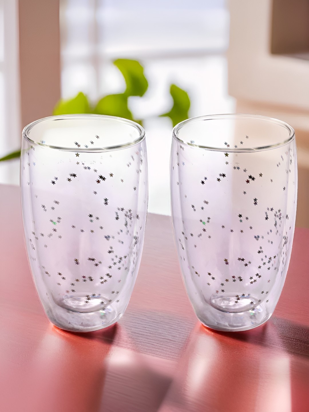 

UMAI Transparent 2 Pieces Printed Dishwasher Safe Water Glass-450 ml