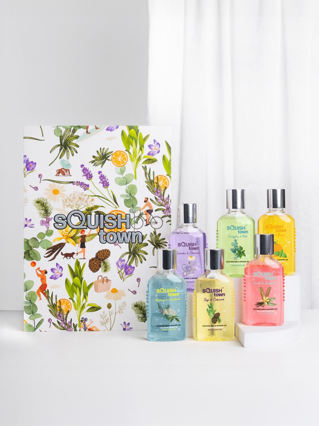 

Squish town Set Of 6 Discovery Aromatherapy Shower Gel - 100ml Each, White