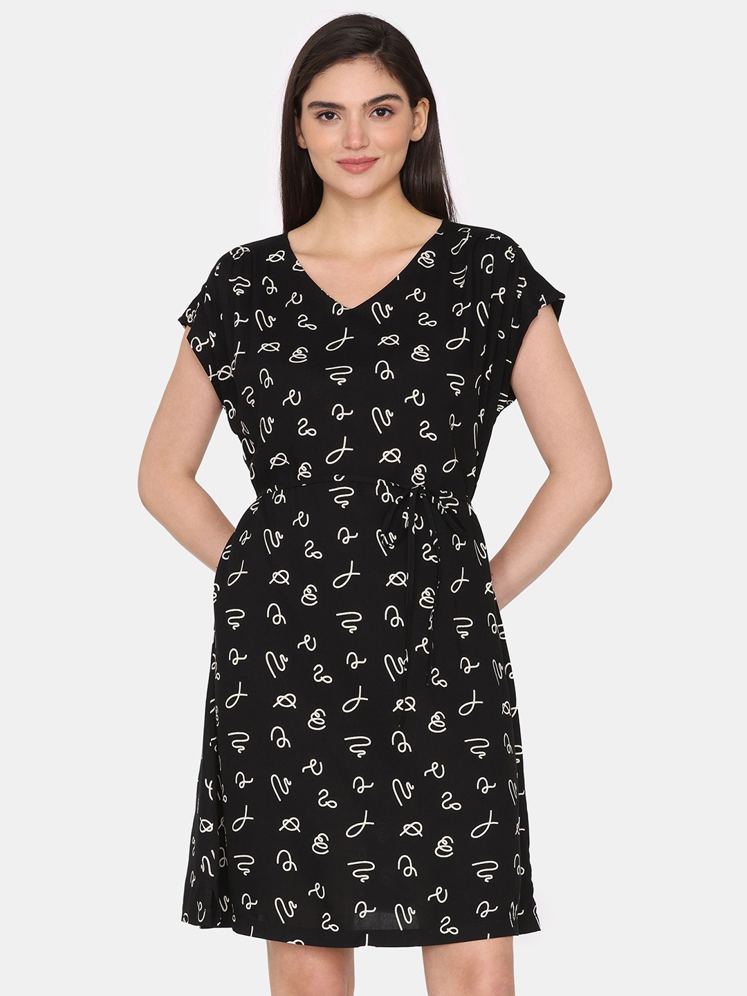 

Zivame Printed Nightdress, Black