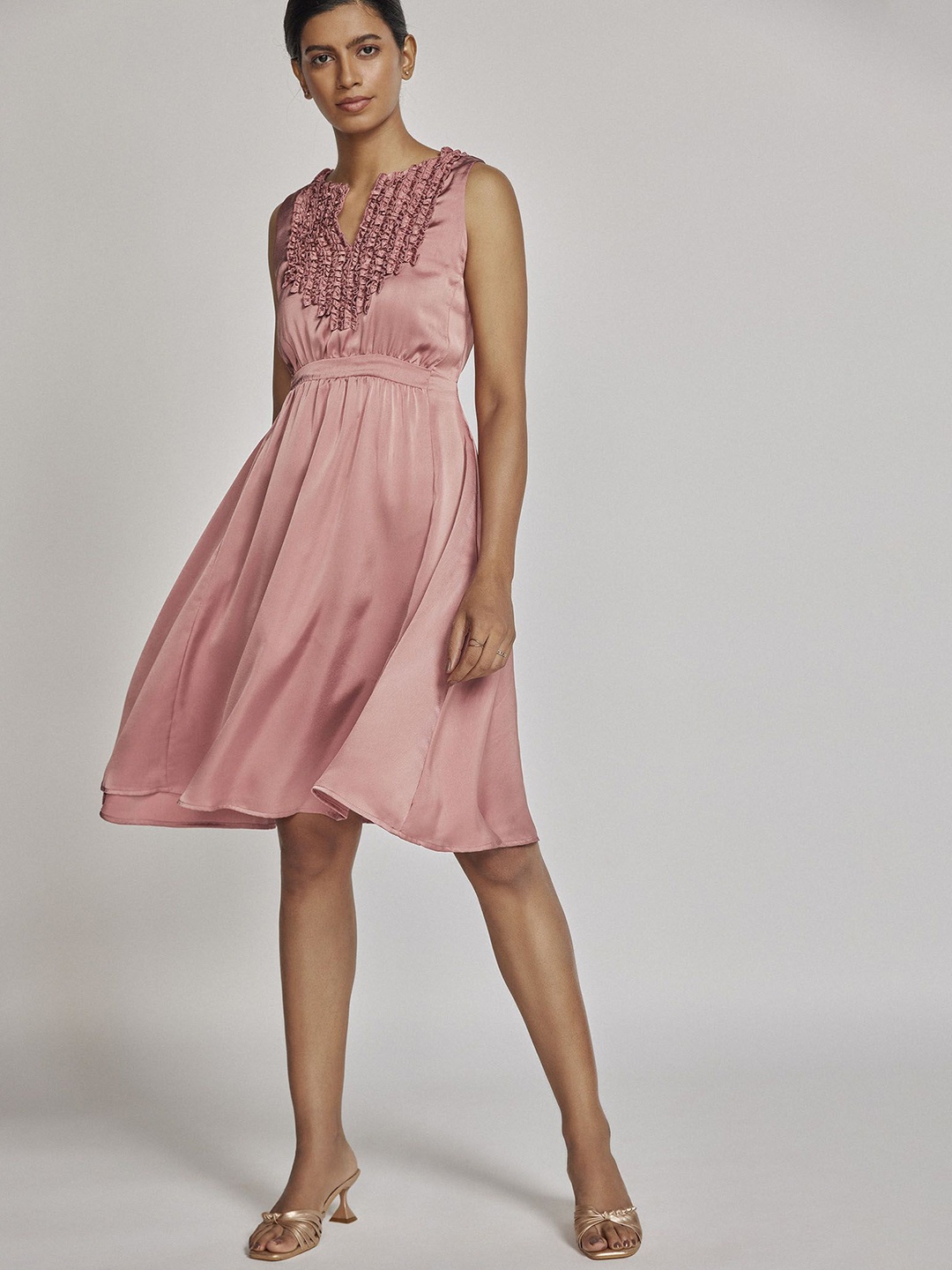 

The Label Life Satin Fit & Flare Dress, Pink