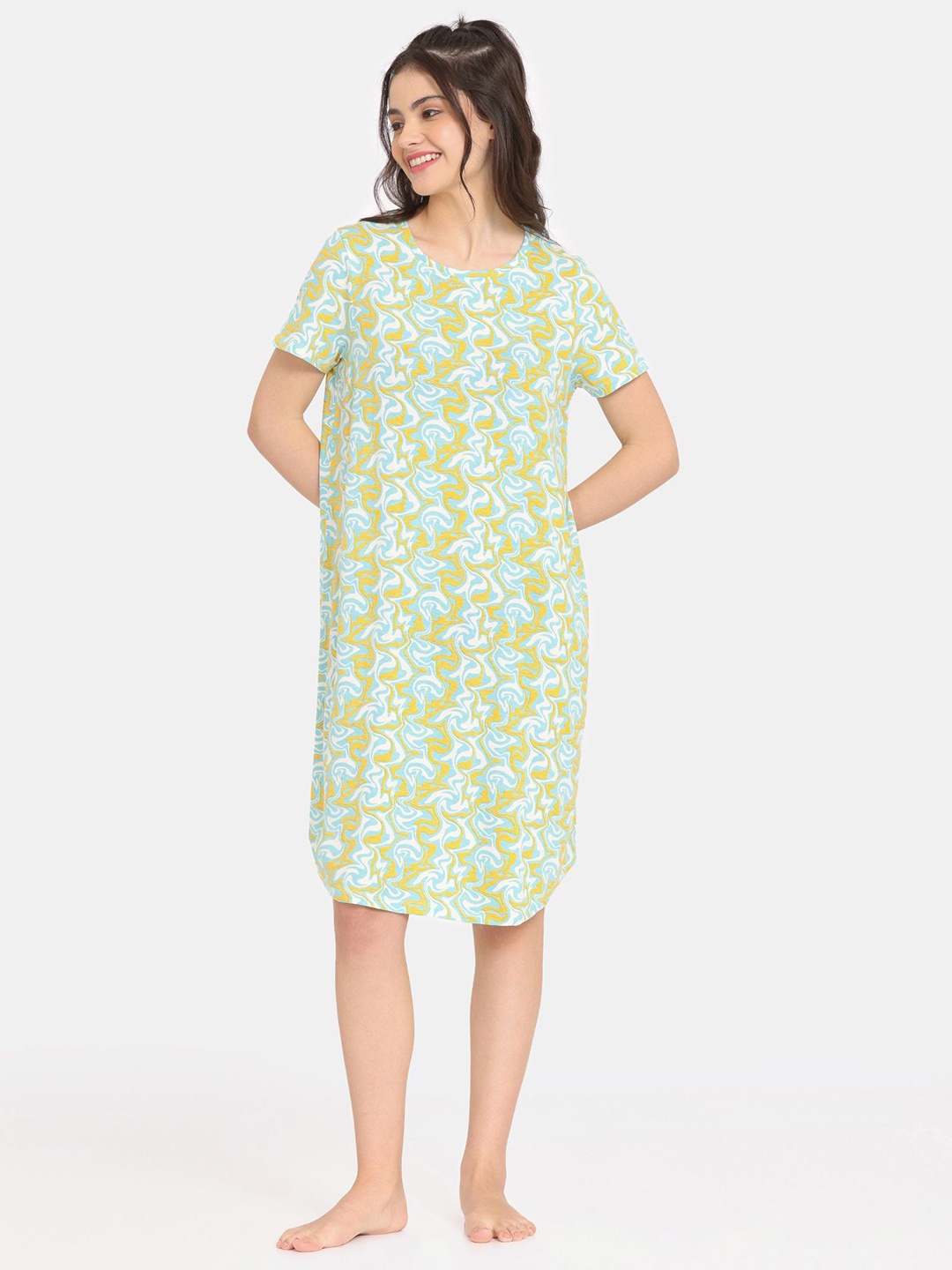 

Rosaline by Zivame Printed Nightdress, Green