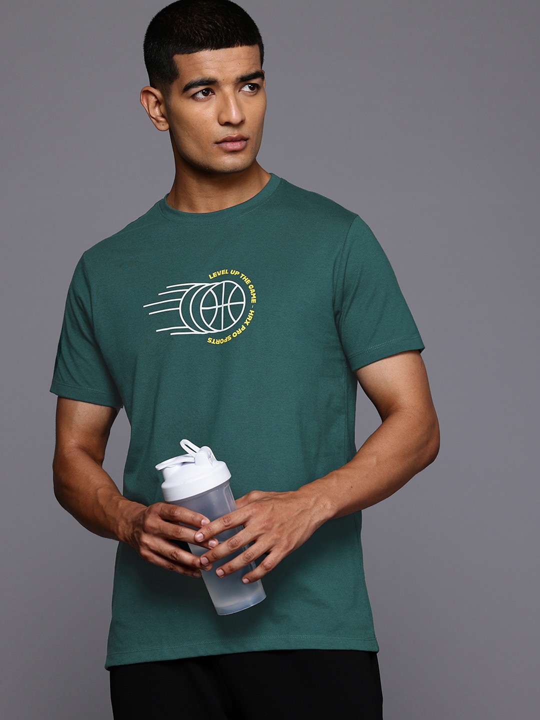 

HRX by Hrithik Roshan Brand Logo Printed T-shirt, Green