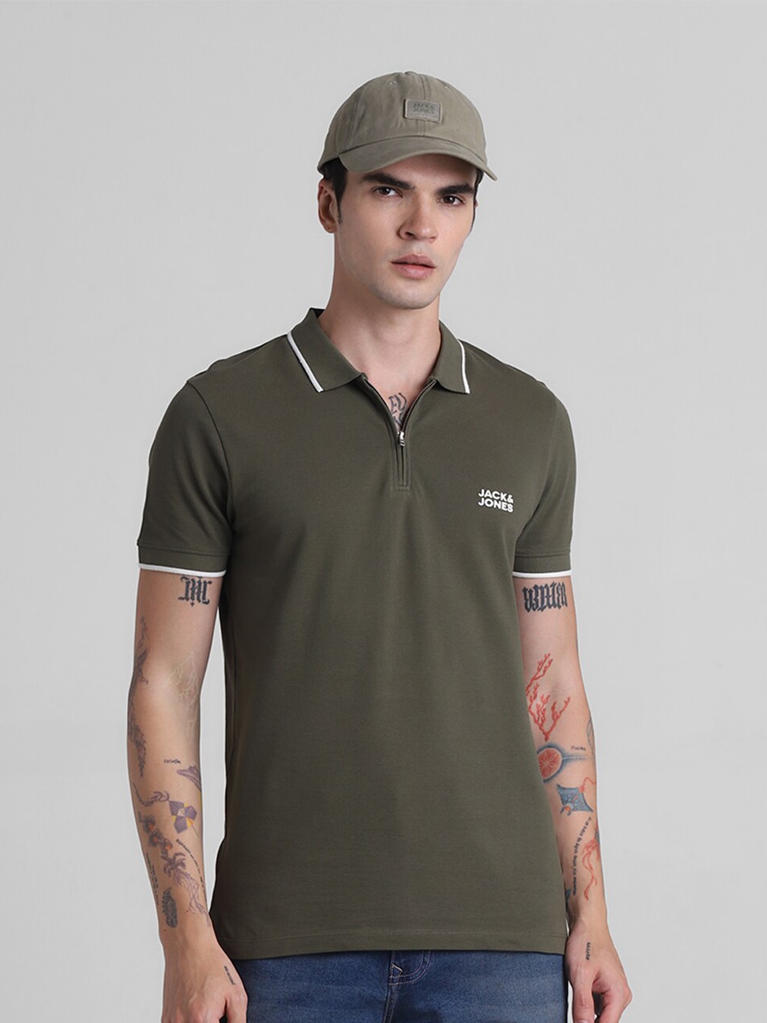 

Jack & Jones Polo Collar Short Sleeves Cotton Slim Fit T-shirt, Green