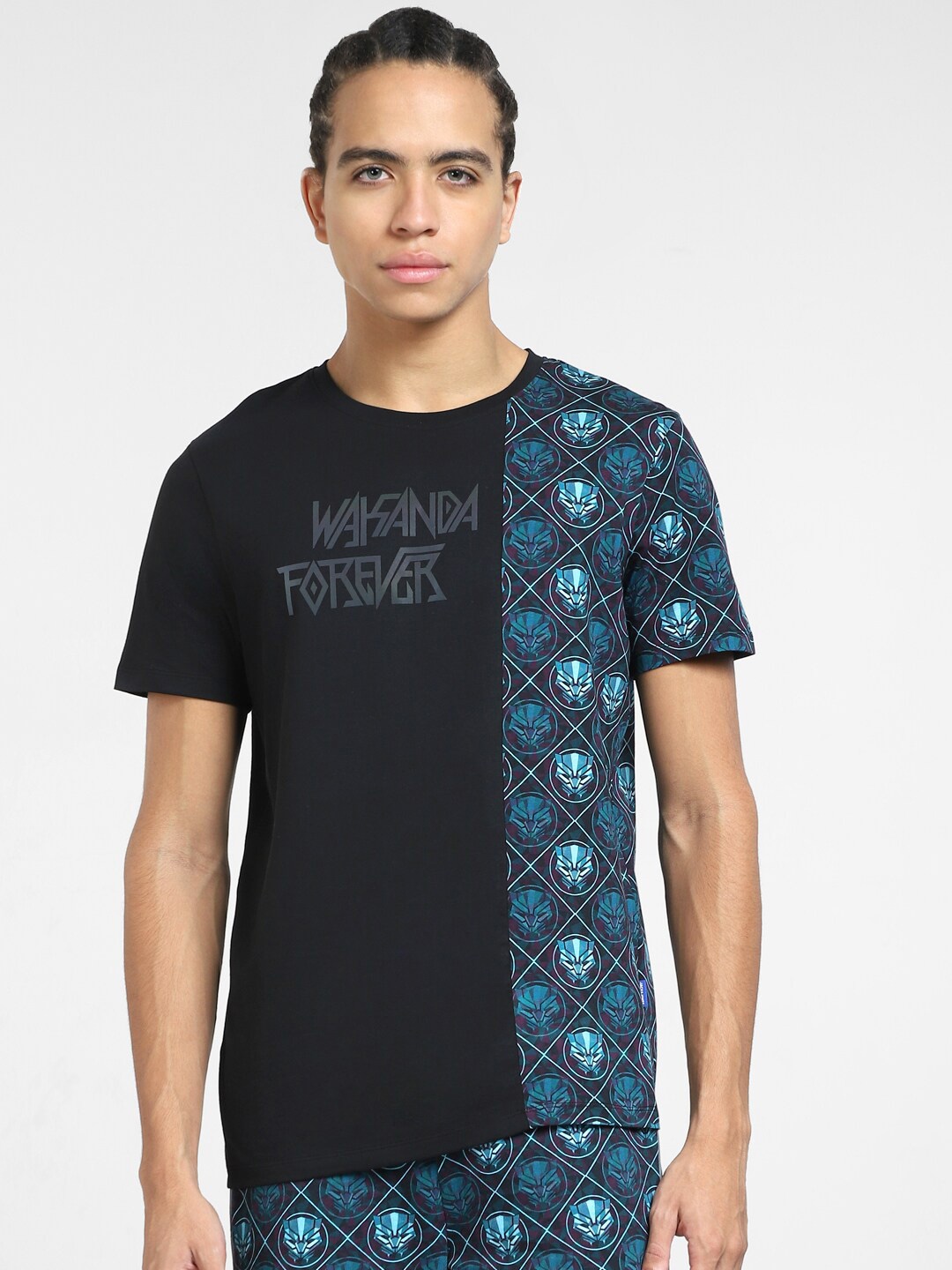 

Jack & Jones Marvel Graphic Printed Cotton T-shirt, Blue