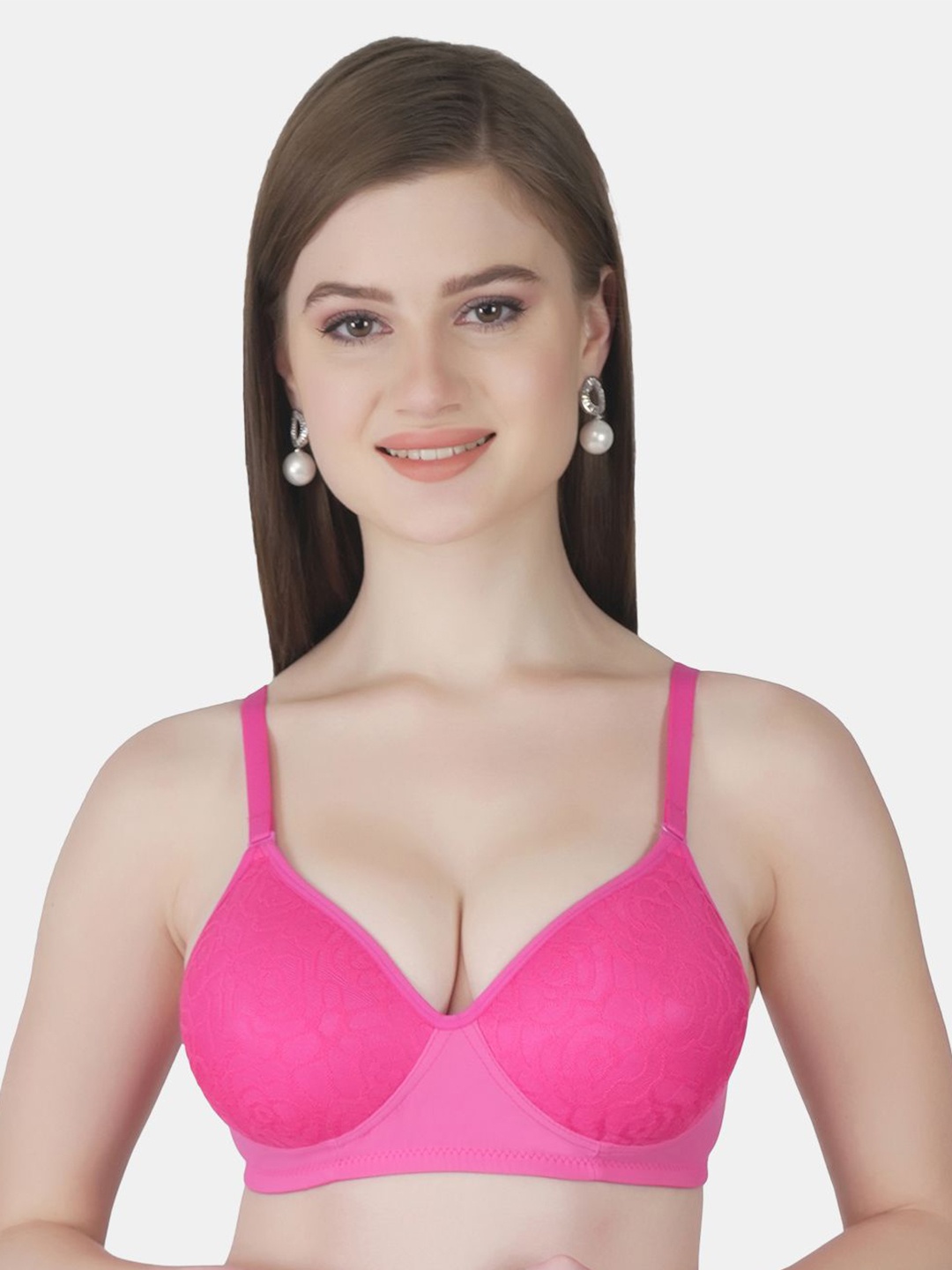 

Joomie Solid Bra Full Coverage Lightly Padded Non-Wired, Pink