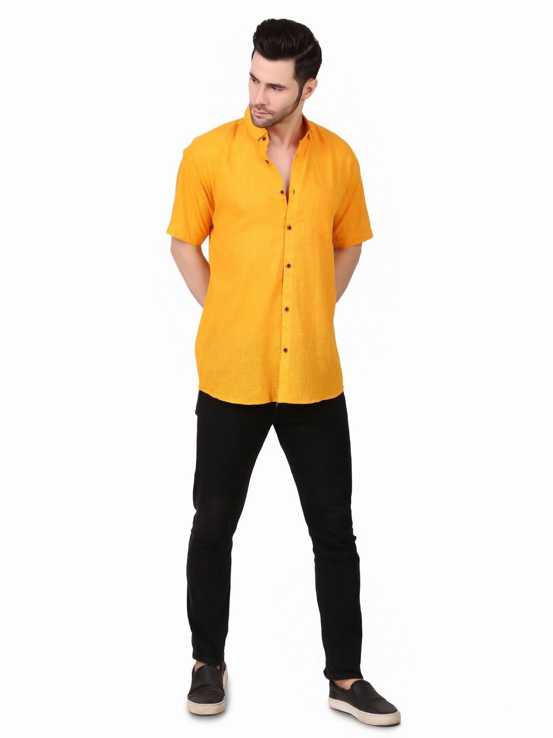 

MOSHI Men Comfort Opaque Casual Shirt, Mustard