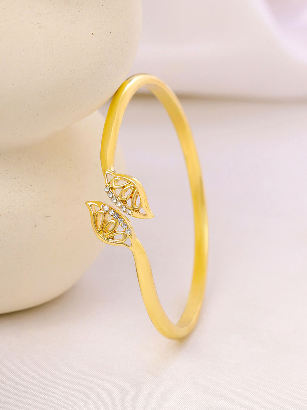 

Yellow Chimes Gold-Plated Crystal Beaded Cuff Bracelet