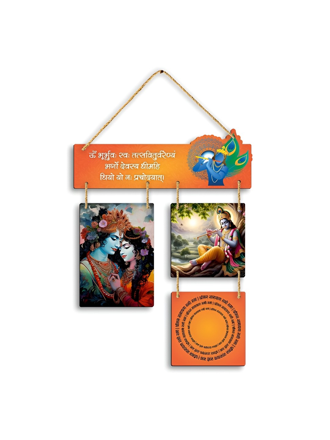 

CLAWCRAFTS Orange & Green 3 Pieces Wood Wall Art