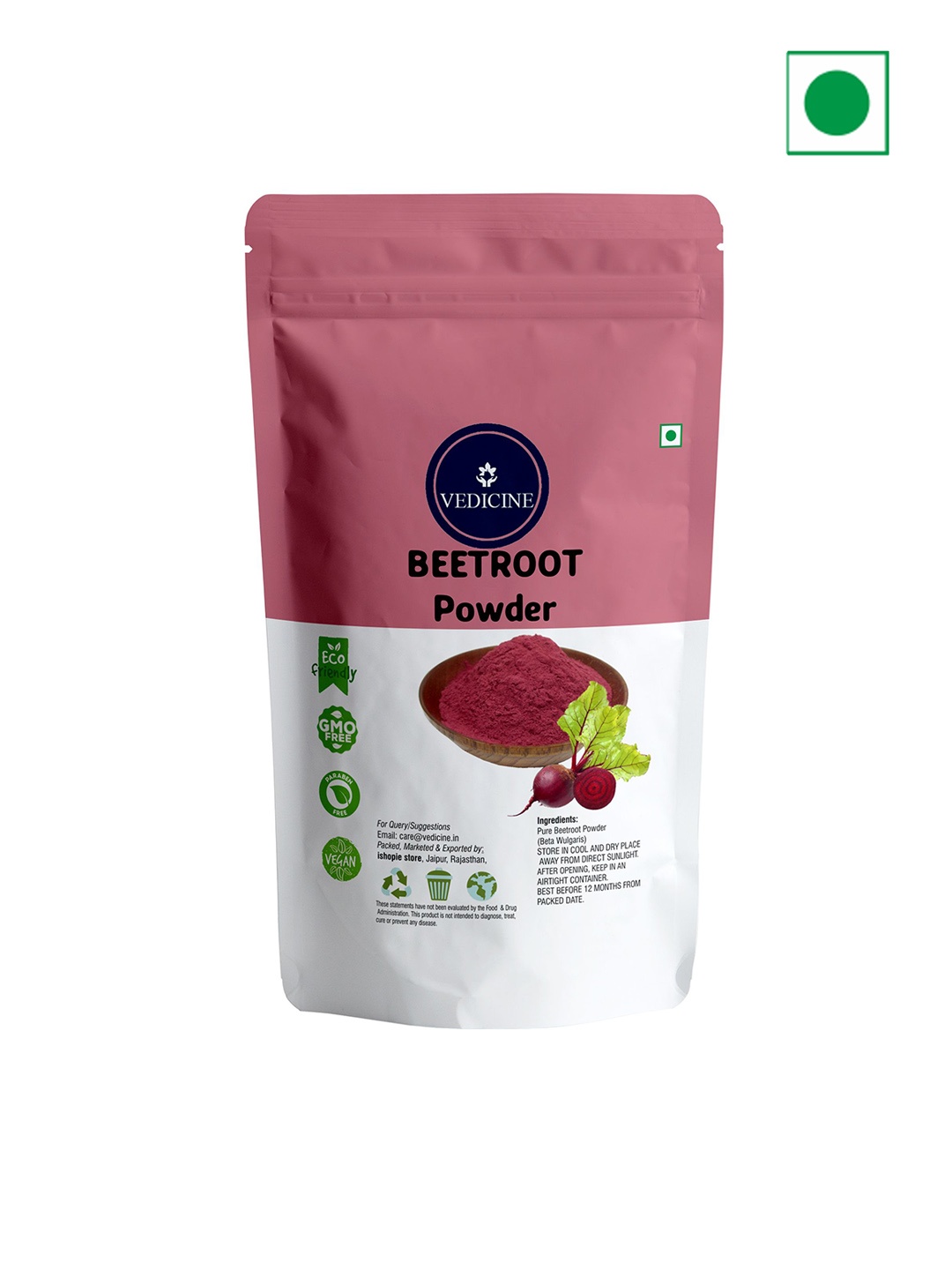 

VEDICINE Natural & Pure Beetroot Powder - 500 g, Burgundy