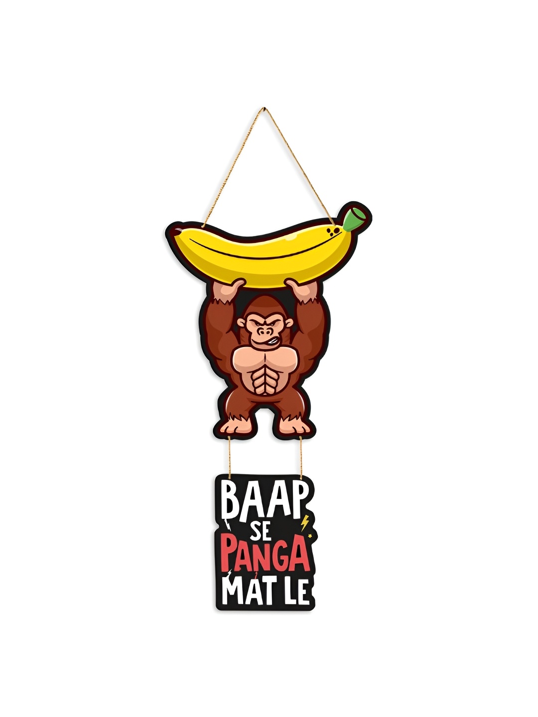 

CLAWCRAFTS Brown & Yellow Ape Hanging Wooden Wall Art