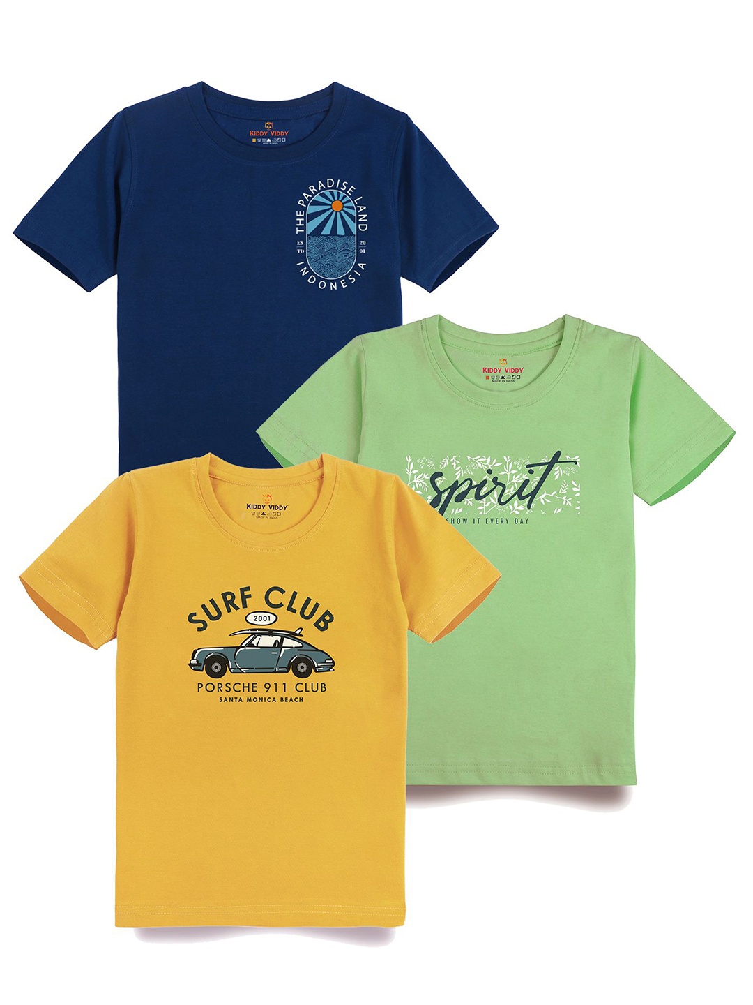 

AUSK Boys Pack Of 3 Graphic Printed Round Neck Cotton T-Shirts, Olive