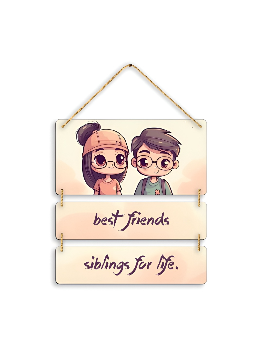 

CLAWCRAFTS Cream-Coloured & black Wooden Wall Hangings