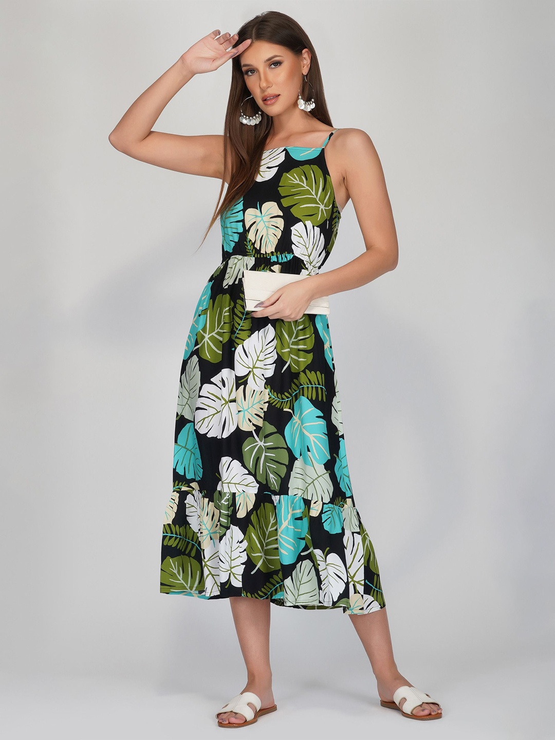 

Street22 Floral Print Fit & Flare Maxi Dress, Black