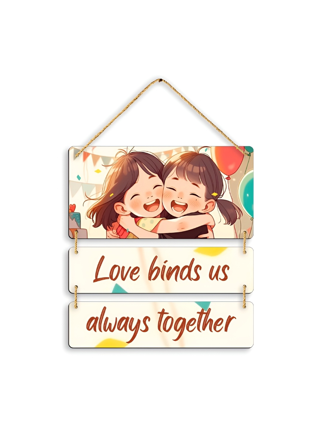

CLAWCRAFTS Cream Colored & Brown Printed Wooden Wall Art