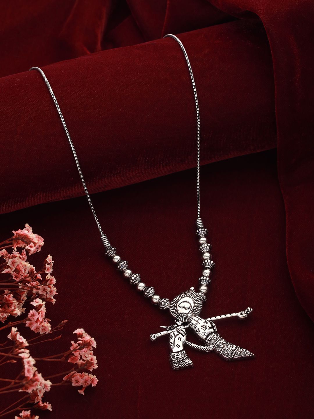 

Anouk Silver-Plated Krishna Textured Necklace