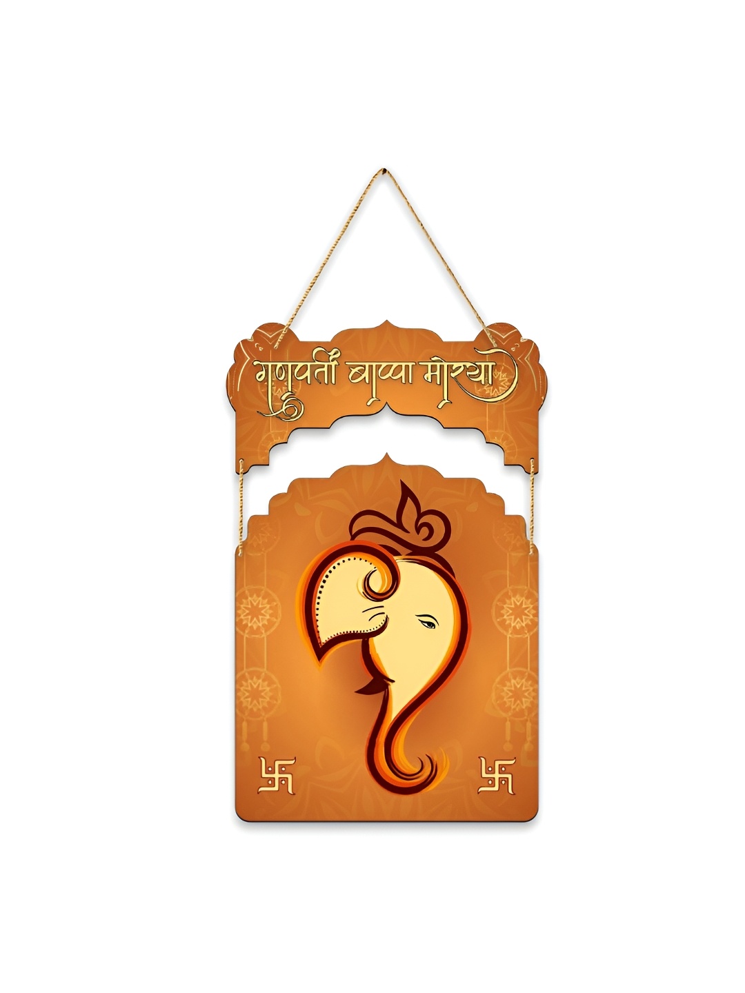 

CLAWCRAFTS Orange-Colored and White Wooden Modern Wall Hanging