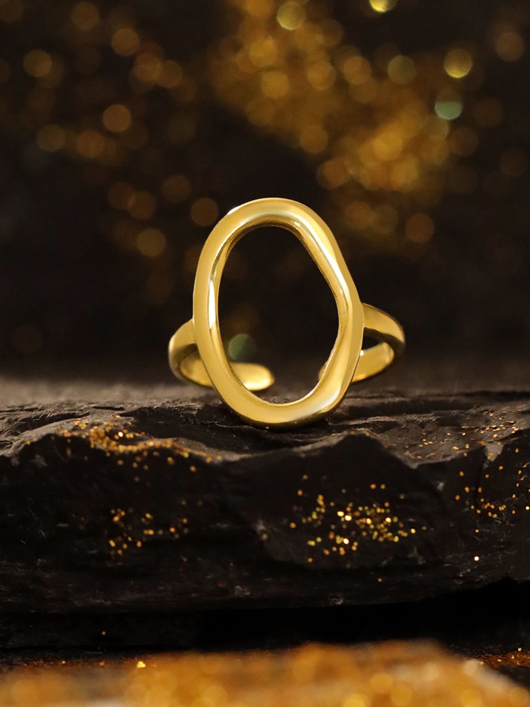 

Yellow Chimes Gold Plated Chunky Adjustable Finger Ring