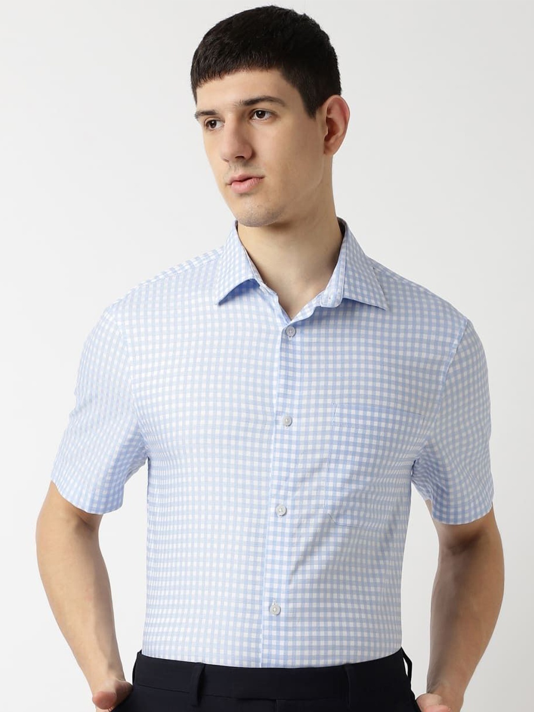 

Marks & Spencer Men Grid Tattersall Checks Opaque Checked Casual Shirt, Blue