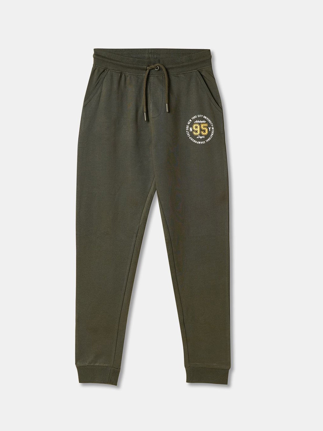

R&B Boys Cotton Mid Rise Joggers, Olive