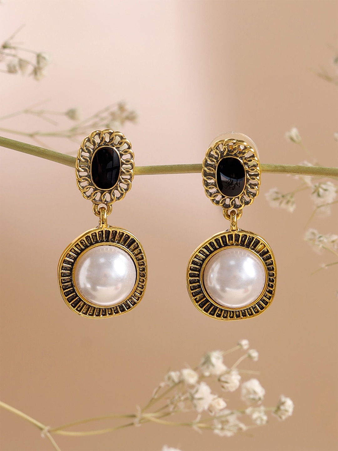 

Yellow Chimes Gold-Plated Pearls Drop Earrings