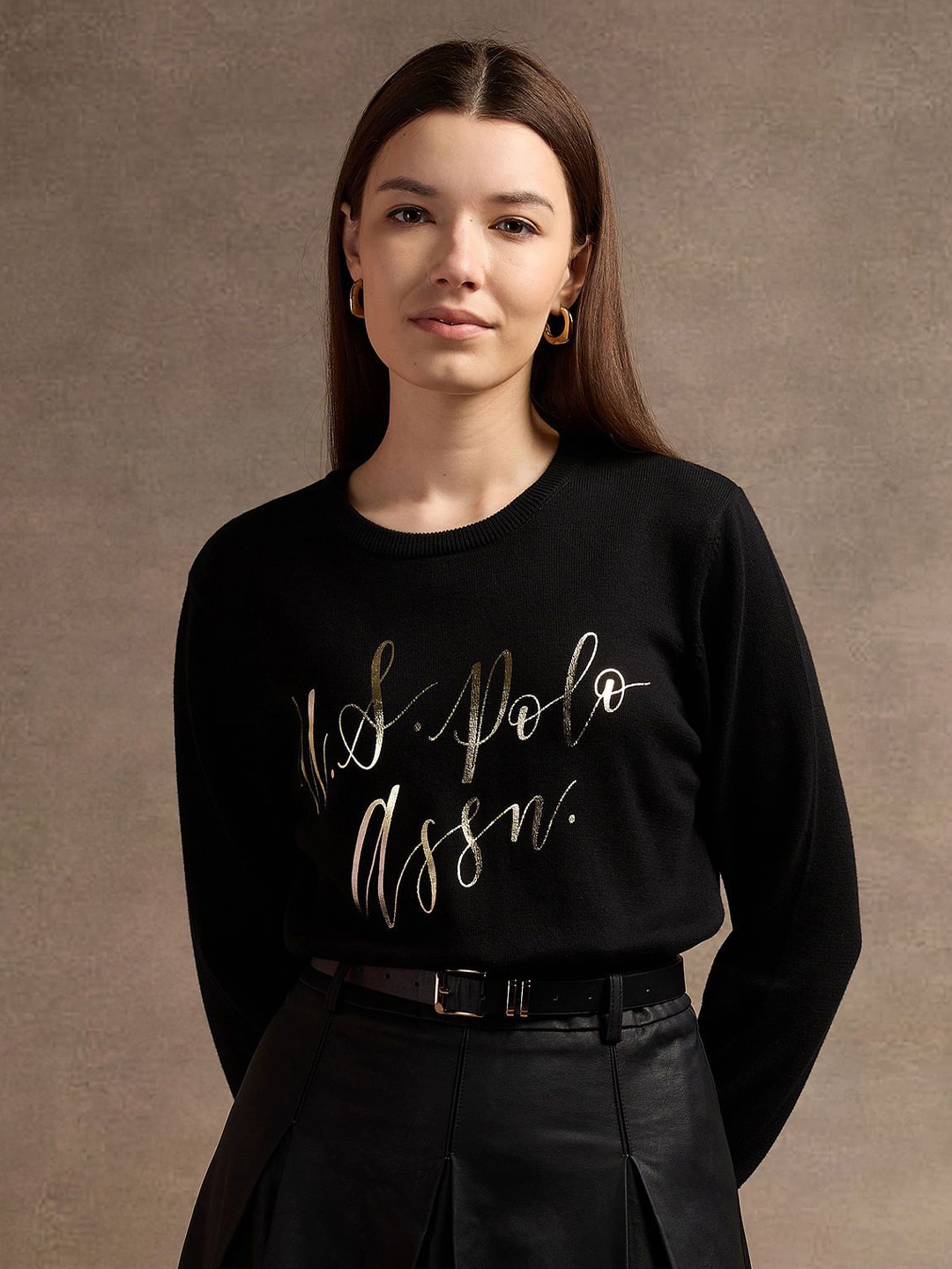 

U.S. Polo Assn. Women Women Typography Printed Pullover, Black