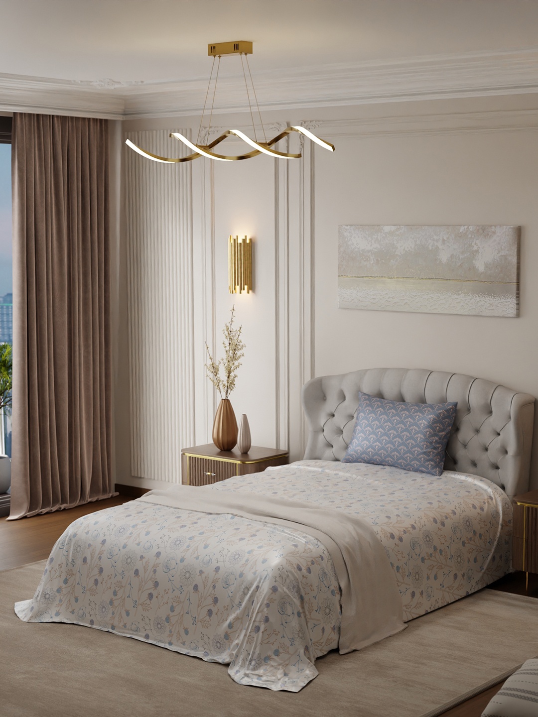 

Stoa Paris Elegance Collection Off White Floral 300 TC Single Satin Bedsheet Set