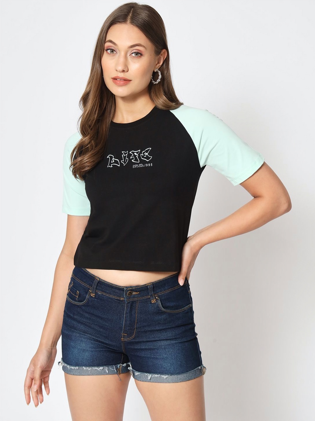 

AECK Women Typography Printed Round Neck Cotton Relaxed Fit T-shirt, Black