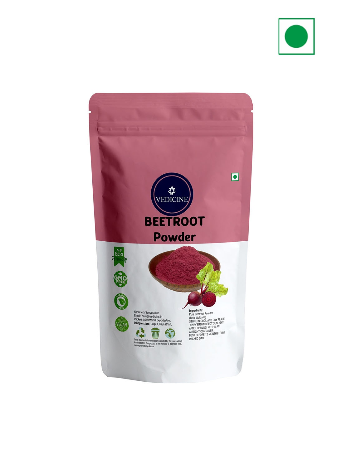 

VEDICINE Natural & Pure Beetroot Powder - 100 g, Burgundy
