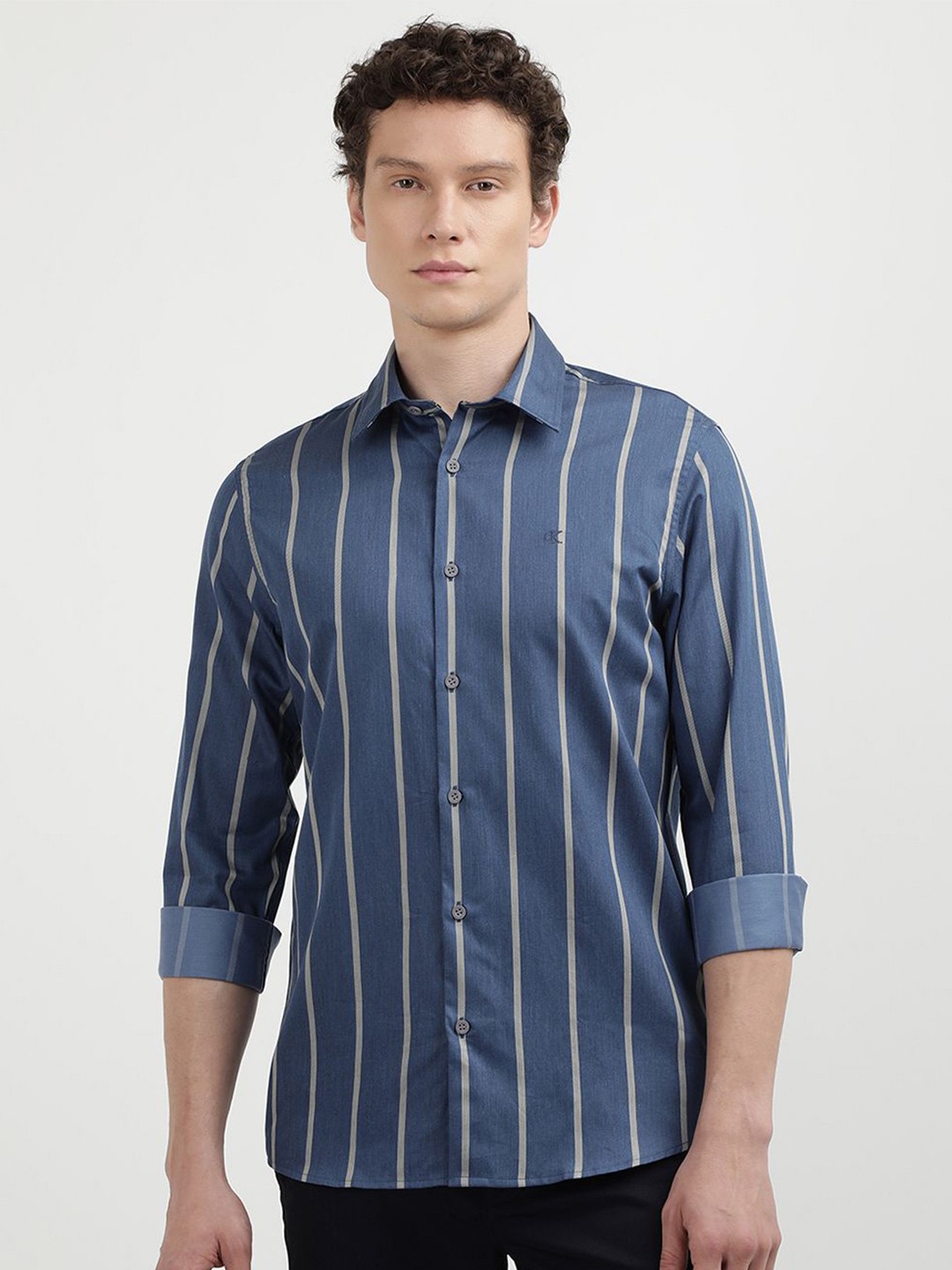 

Calvin Klein Jeans Men Opaque Striped Casual Shirt, Blue