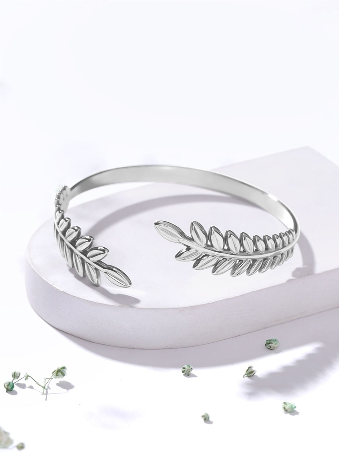 

Yellow Chimes Rhodium Plated Stainless Steel Kada Bracelet, Silver