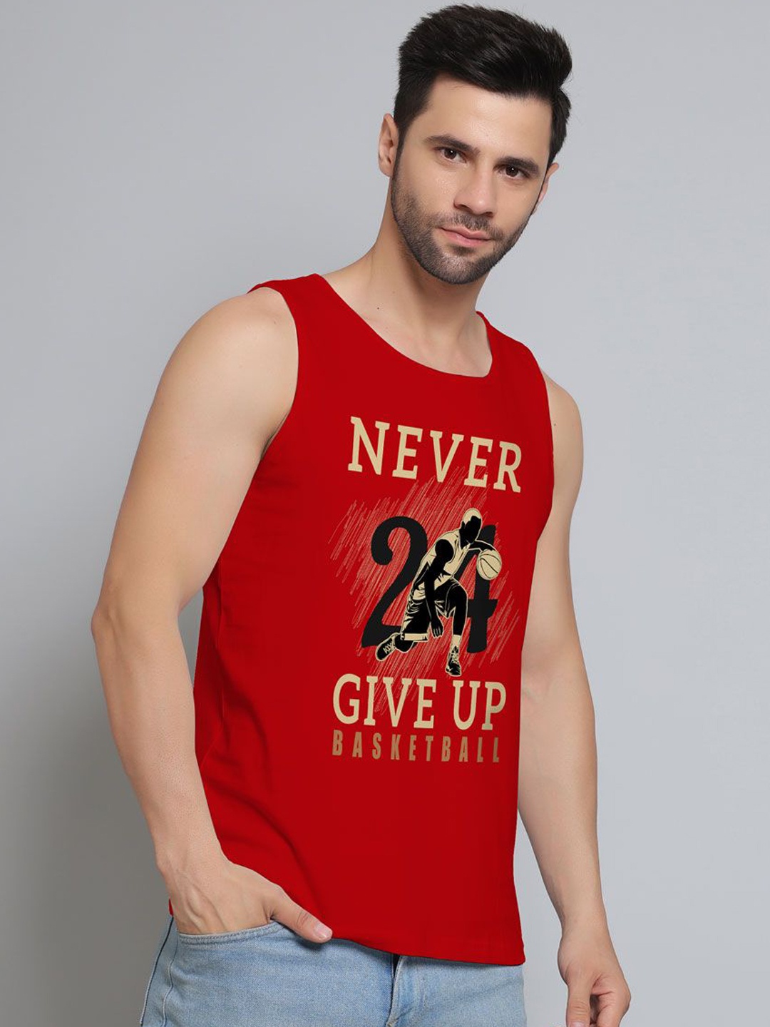 

DAB SHARK Printed Gym Vests, Red