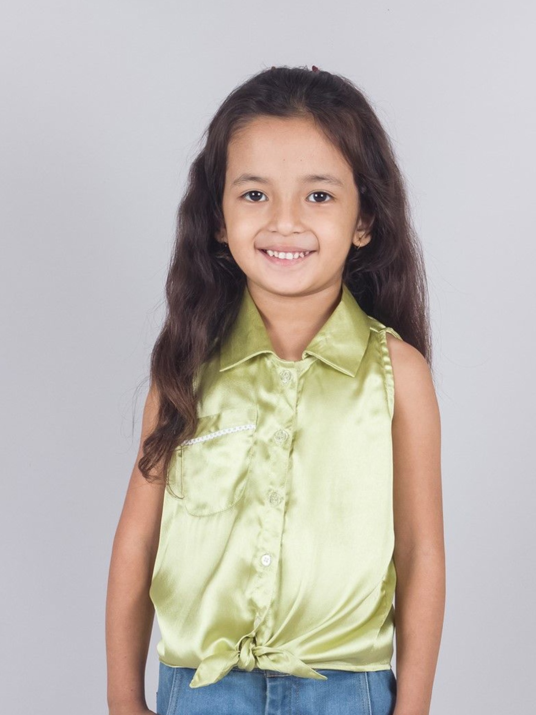 

Tangerine Closet Satin Shirt Style Top, Olive