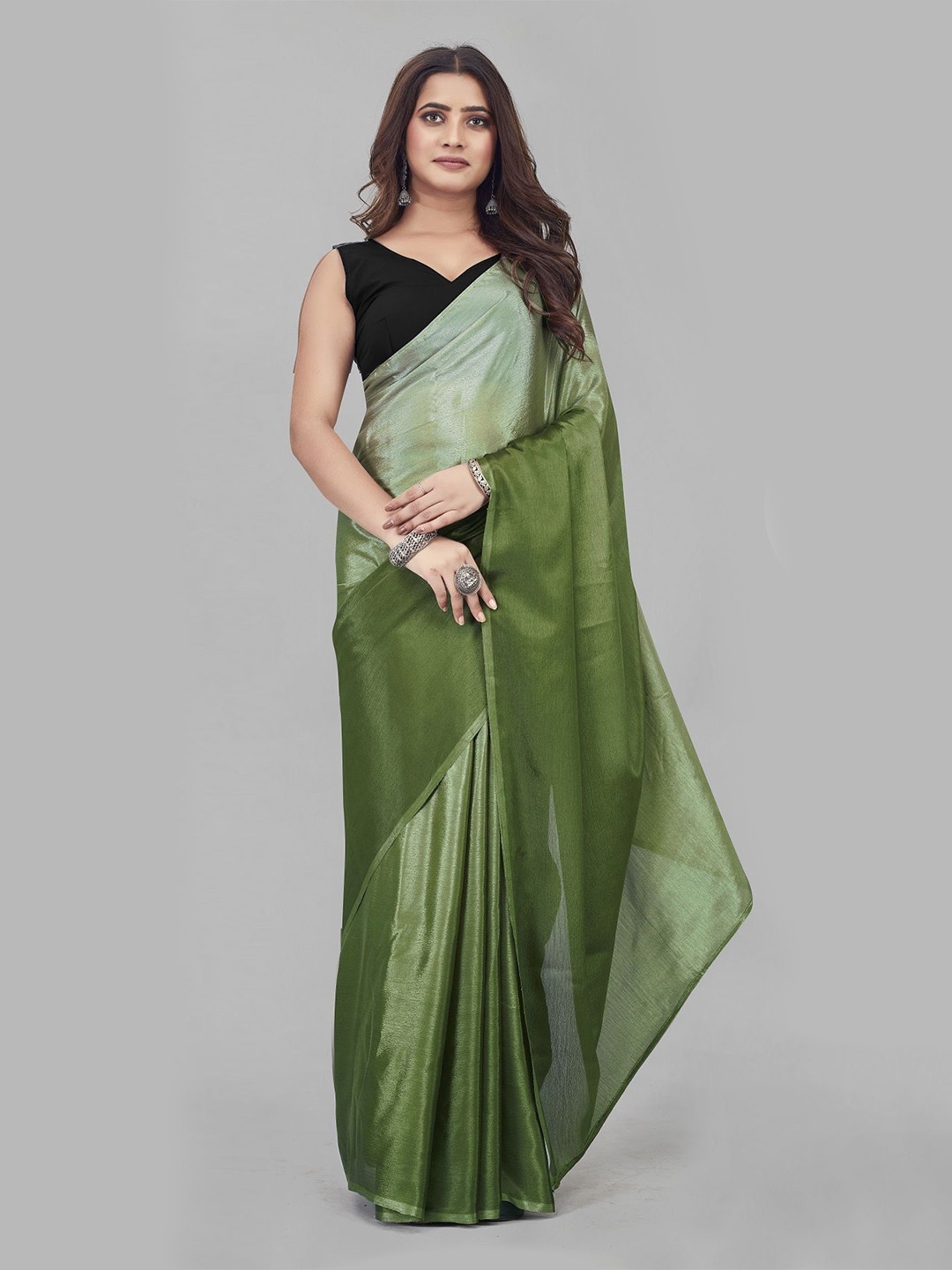 

Aika Pure Chiffon Ready to Wear Saree, Olive