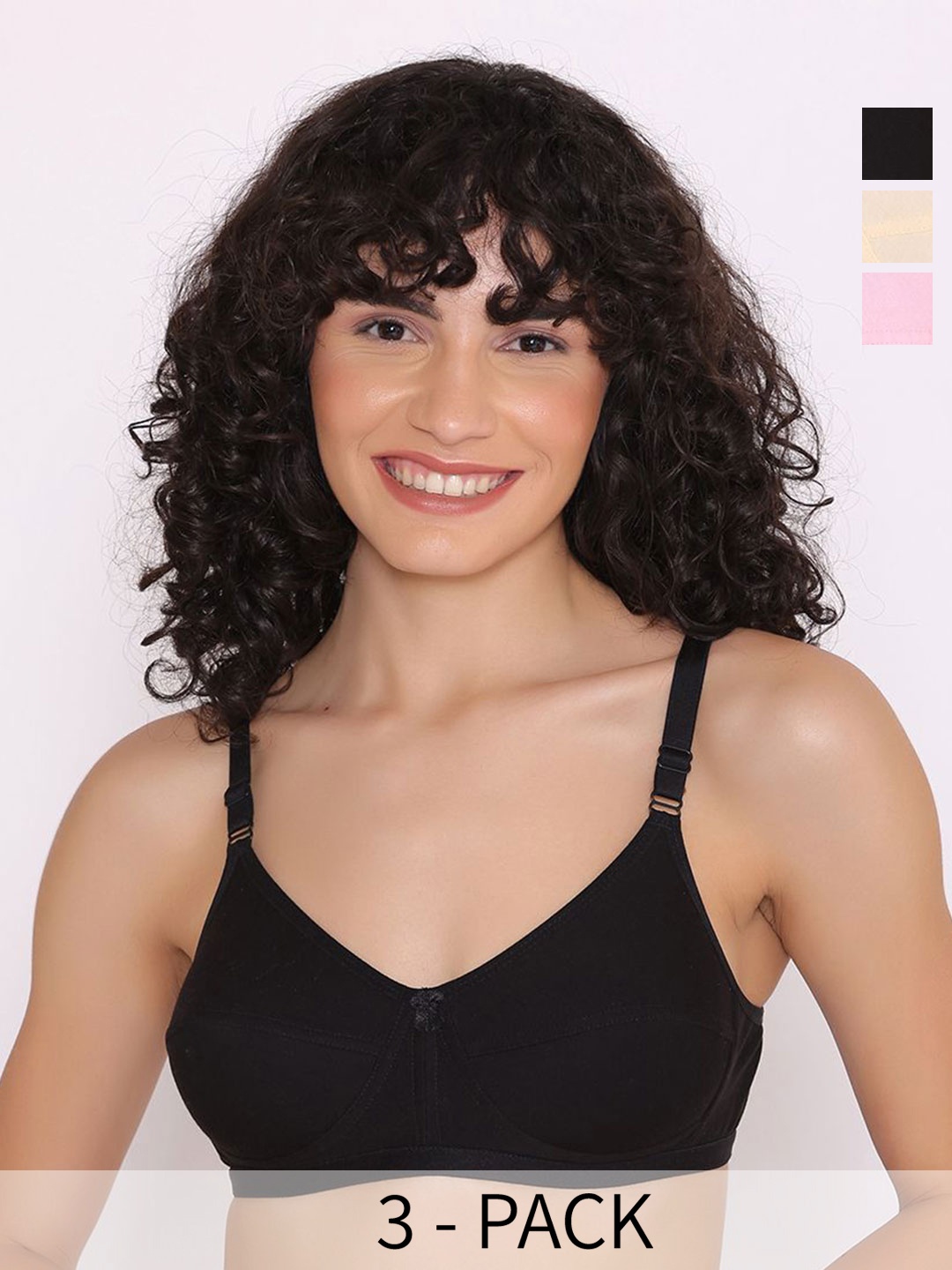 

INKURV Solid Bra Full Coverage Non-Wired Non Padded, Pink