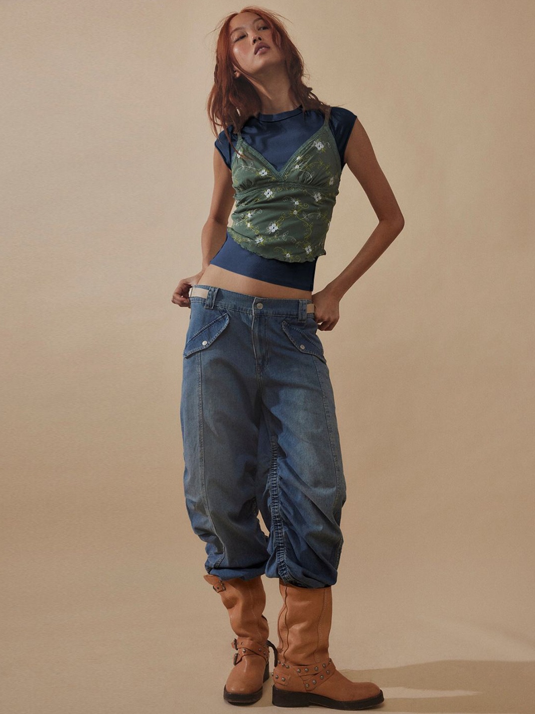 

HERE&NOW Print Top, Navy blue