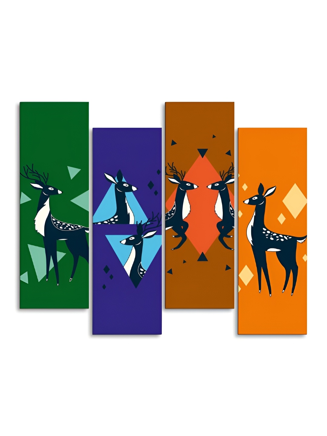 

CLAWCRAFTS Blue & Green 4 Pieces Birds and Animals Wooden Wall Art