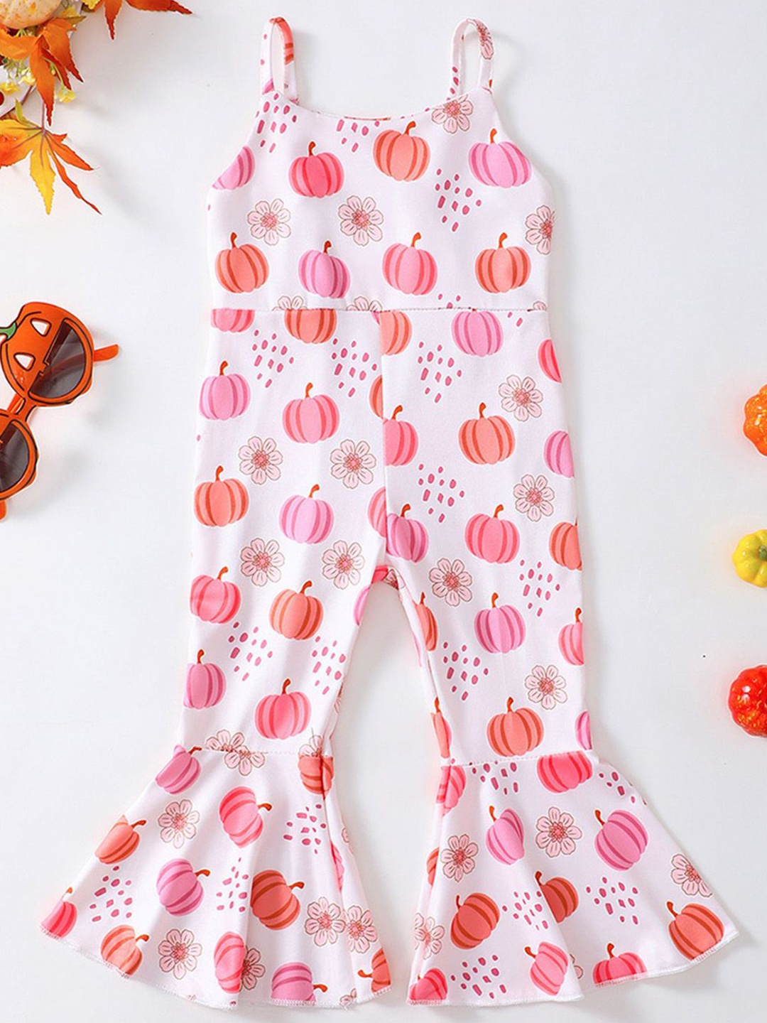 

INCLUD Girls Printed Basic Jumpsuit, Pink