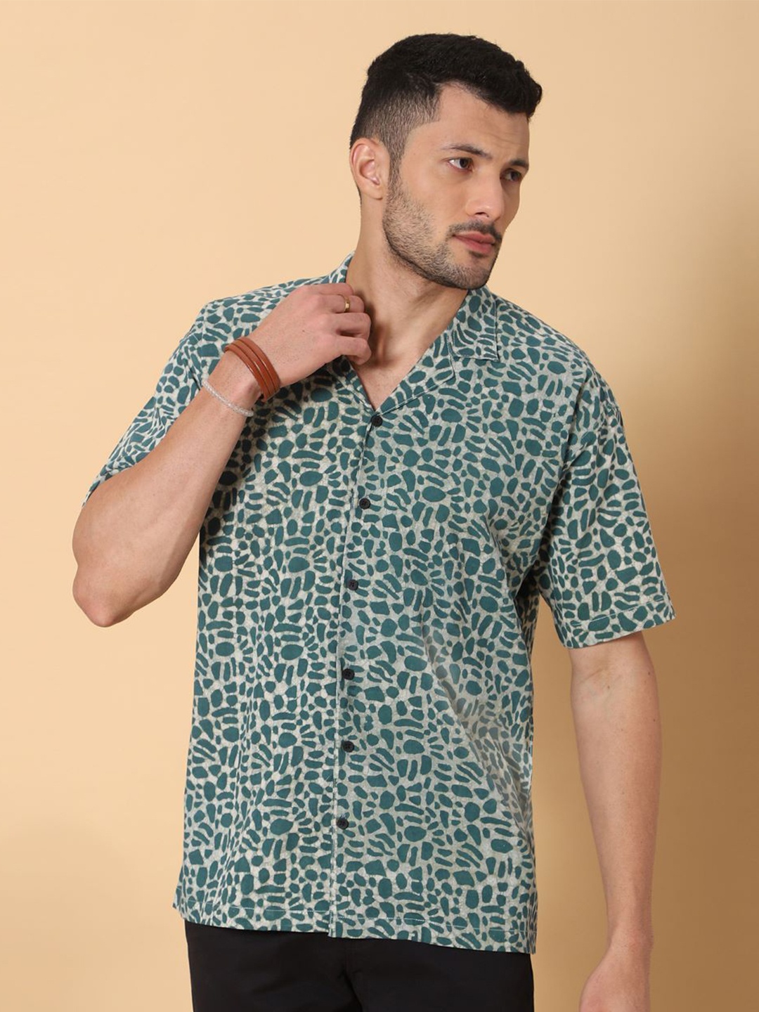 

MOSHI Men Comfort Floral Opaque Printed Casual Shirt, Green