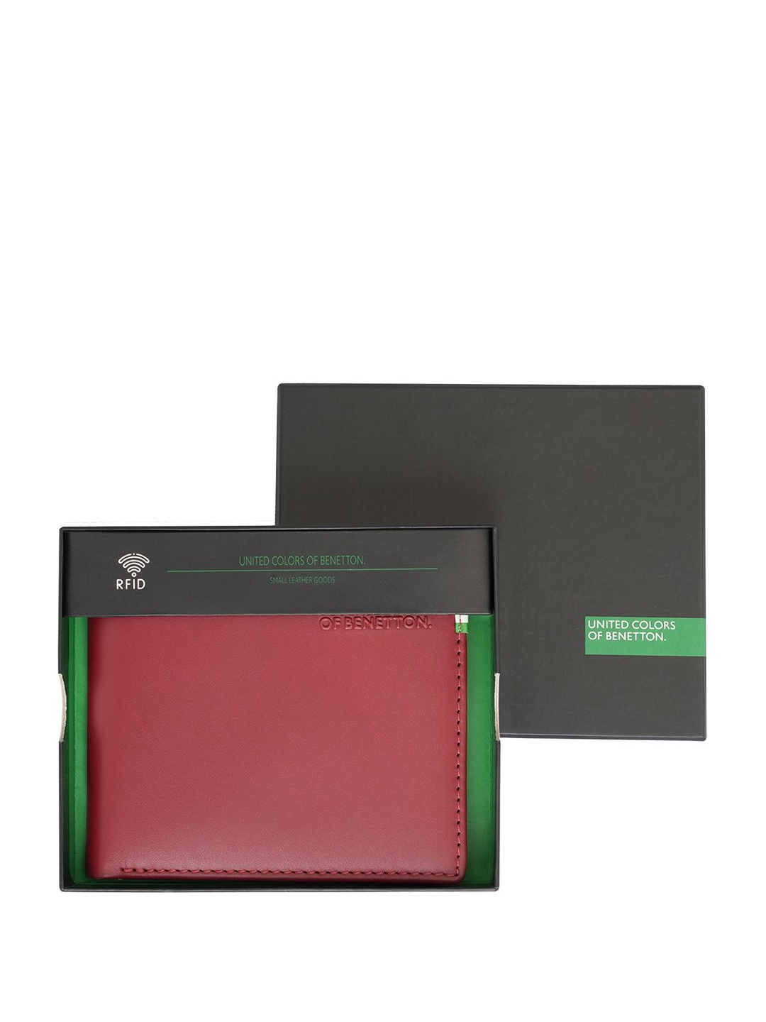 

United Colors of Benetton Men Leather Two Fold Wallet, Maroon