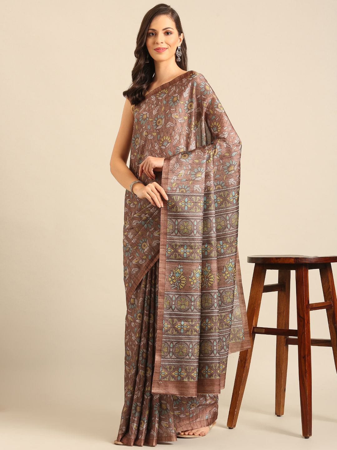 

Ishin Floral Saree, Brown