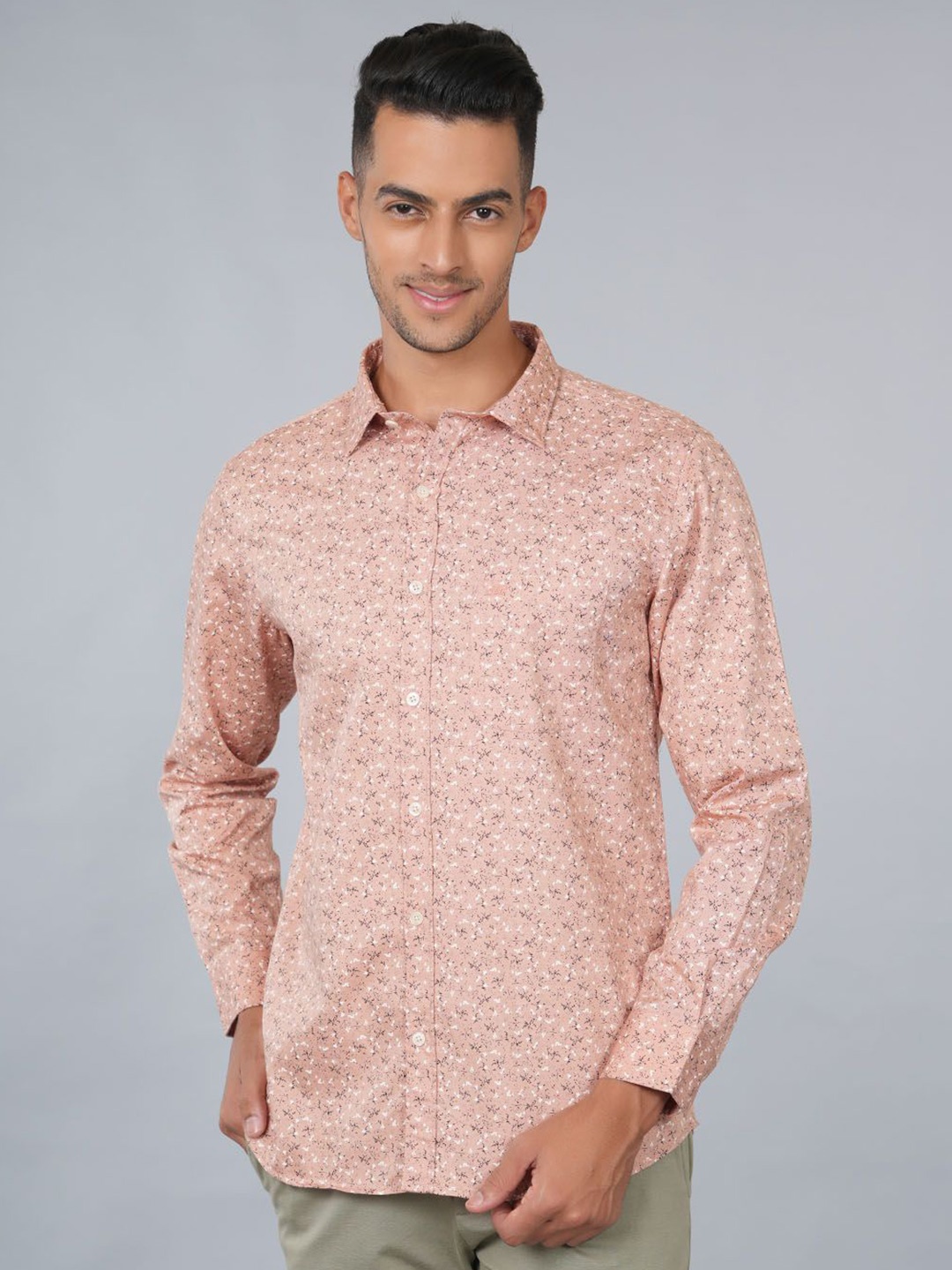 

Ostermann Men Opaque Printed Casual Shirt, Pink