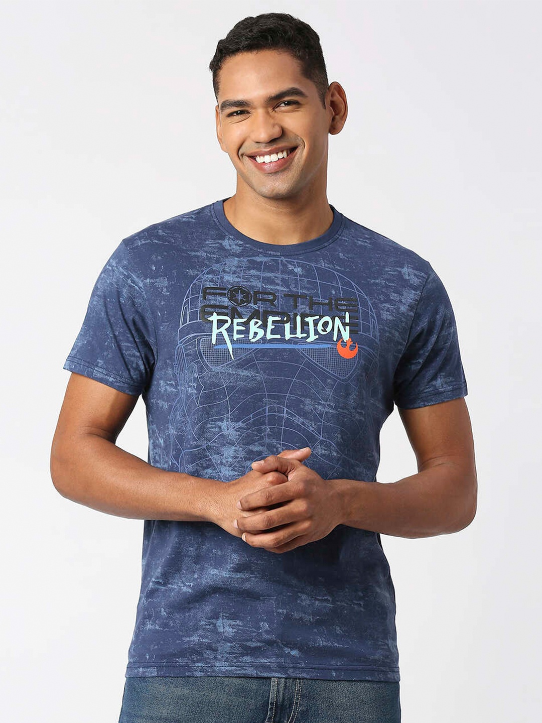 

Pepe Jeans Men Typography Printed Cotton T-shirt, Navy blue