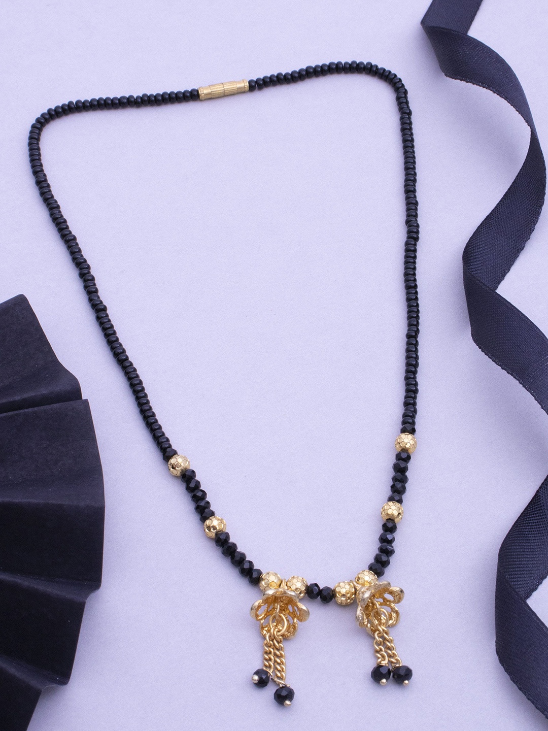 

Ramdev Art Fashion Jwellery 22K Gold-Plated Artificial Stones and Beads Mangalsutra