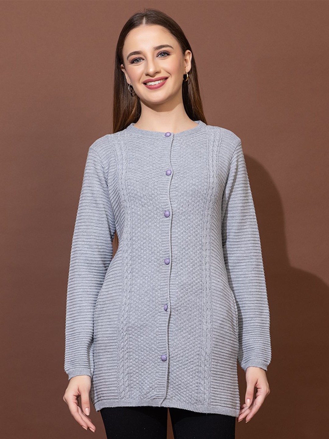 

Anouk Women Cable Knit Cardigan, Grey