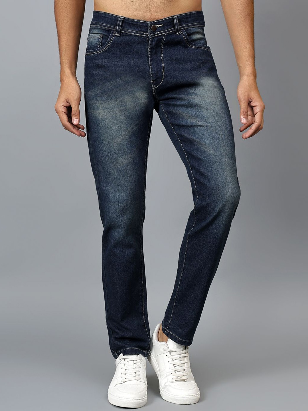 

POMPOUS Men Heavy Fade Stretchable Jeans, Blue